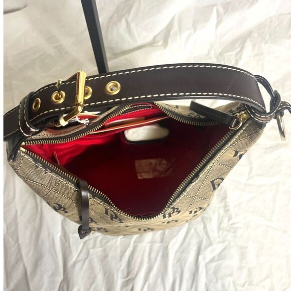 Dooney & Bourke Signature DB Monogram Shoulder Bag – Classic Brown Canvas, NWT! - Picture 3 of 3